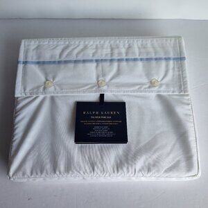 Ralph Lauren White Palmer Percale Organic Cotton Queen Flat Sheet